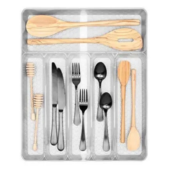 13"x16" Hexa 6-Divider Expandable Silverware Tray (Expands up to 23.25") Clear - Picture 2 of 8